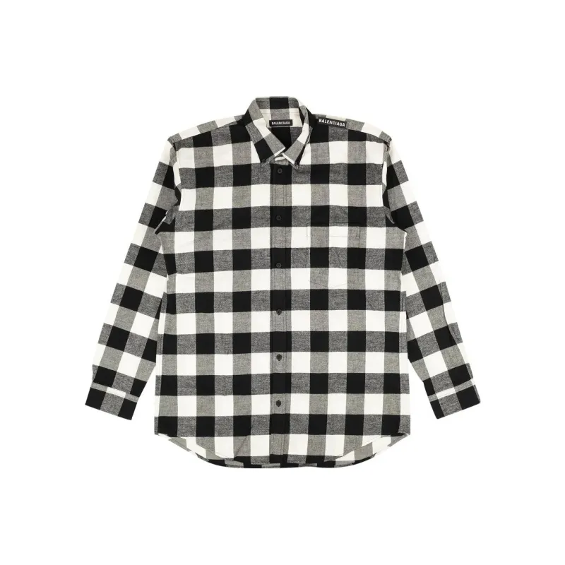 Balenciaga Twill Check Button Down Shirt-0