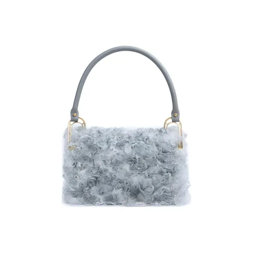 APEDE MOD Shearling Cow Leather Patchwork Square Bag Shoulder Bag Handbag Regular Women's Light Green Velvet