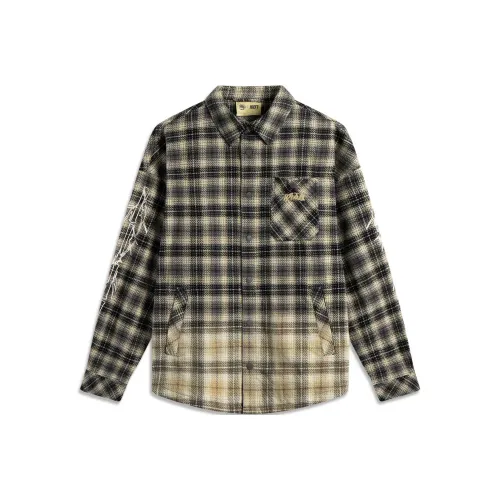 LiNing Basketball Collection Rebel Collection Shirt Men's Coal Smoke Gray Plaid