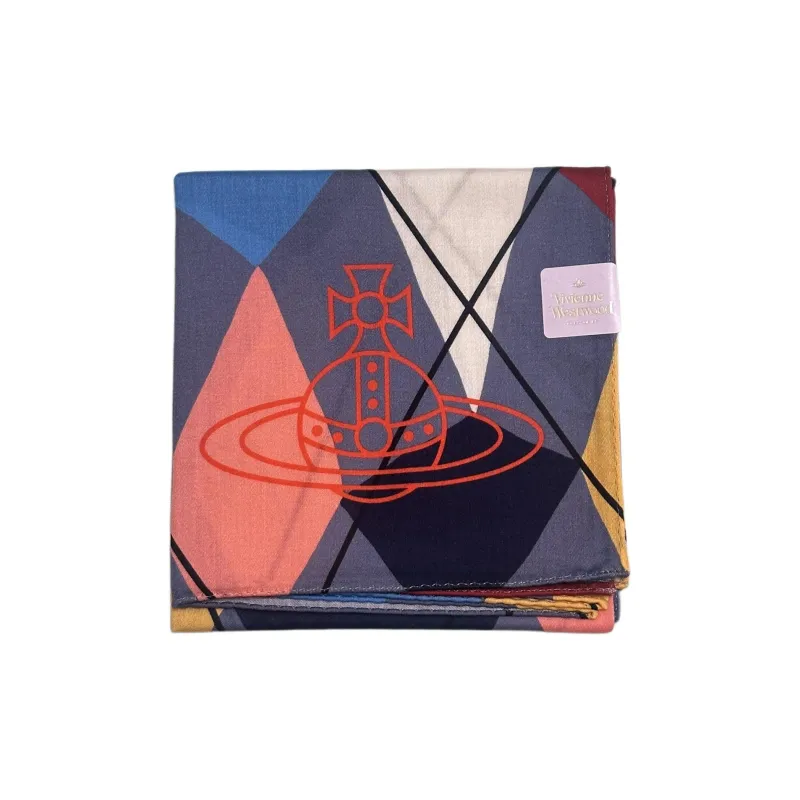Vivienne Westwood Cotton Silk Scarves Unisex Dark Blue-0