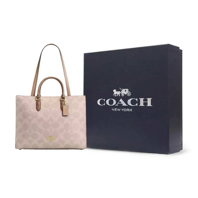 COACH Coated Canvas Handbag Women's Sand-6