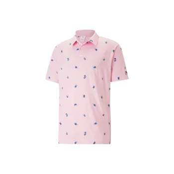 PUMA CLASSICS+ Arnold Palmer CLOUDSPUN Citrus Golf Polo Shirt Men Polo Shirt Men's Pink-Blue