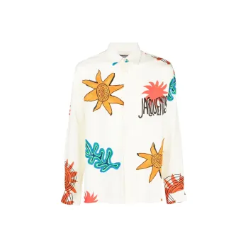 Jacquemus La Chemise Baou Embroidered Sun Logo Shirt