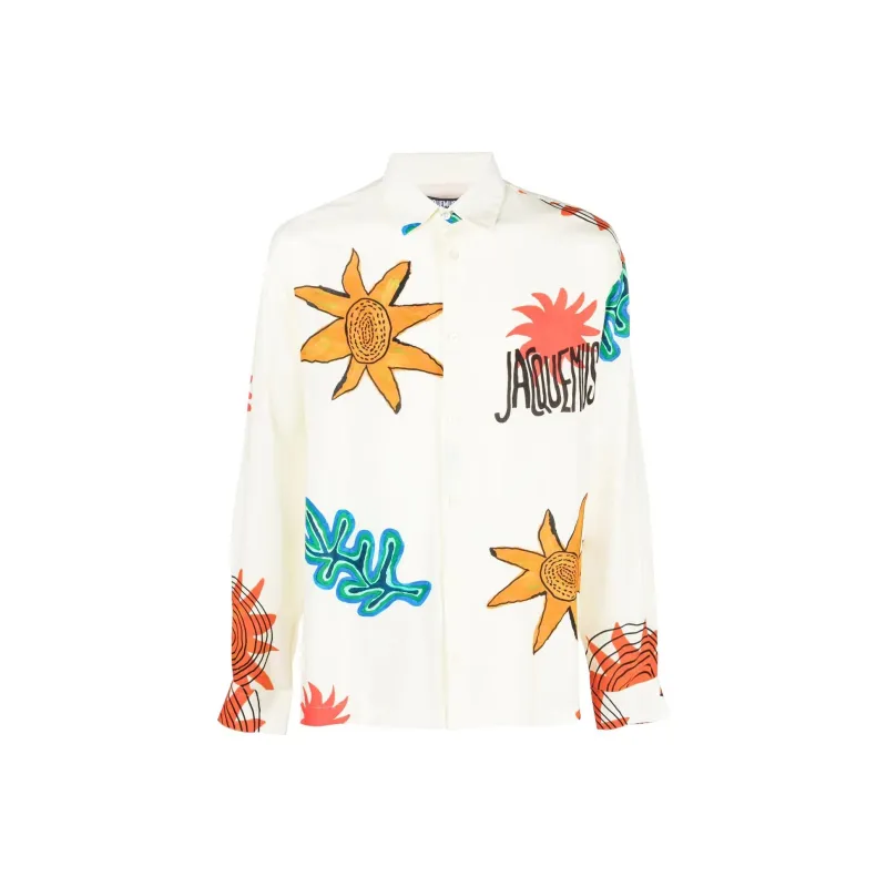 Jacquemus La Chemise Baou Embroidered Sun Logo Shirt-0