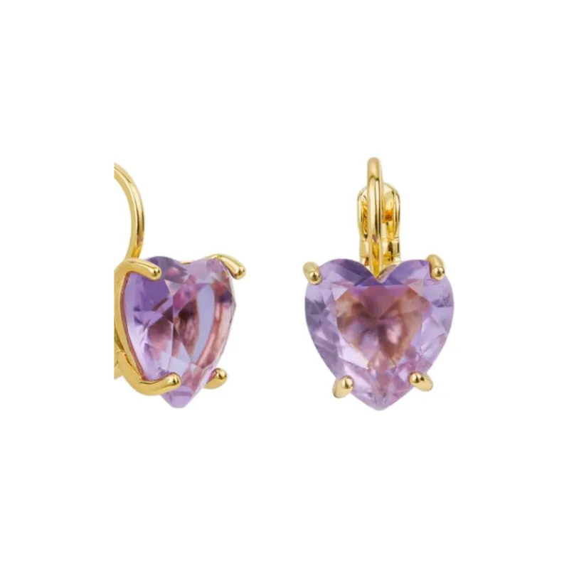 LES NEREIDES Alloy, Silver Plated, Gold Plated, Brass, Enamel, Glass Earrings Women's Purple-2