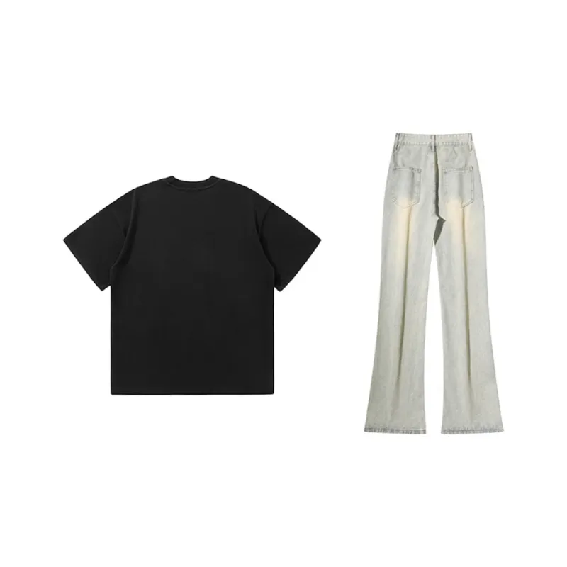 BAGE Casual Sportswear Unisex White Black Jeans-17