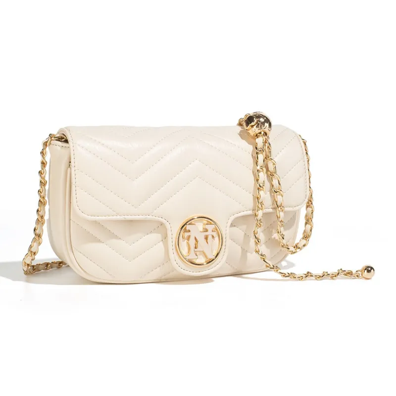 NOISY TEDDY PU Pearl Bag, Shoulder Bag, Crossbody Bag Regular Women's Beige/Black-2