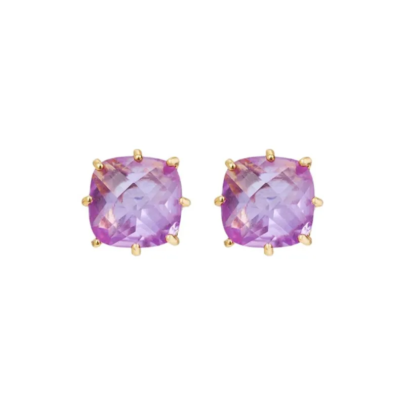 LES NEREIDES Gold Plated Stud Earrings Women's Purple-1