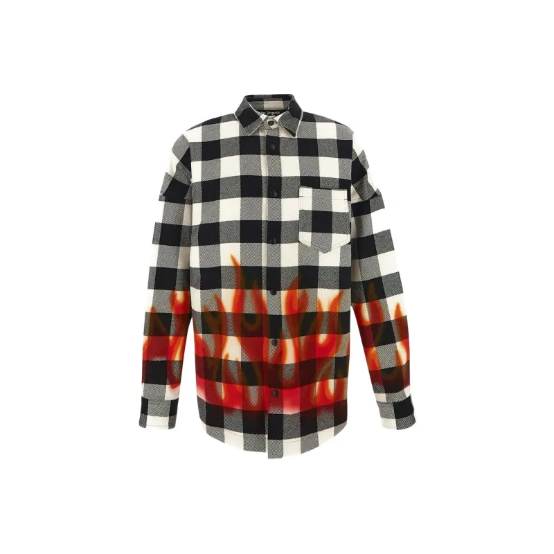 PALM ANGELS Flames Flannel Overshirt-0
