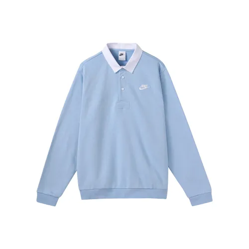 Nike Club Fleece Hoodie Polo Shirt Blue