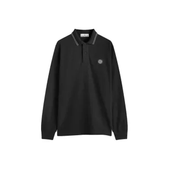 STONE ISLAND Compass Patch Long Sleeved Polo Shirt