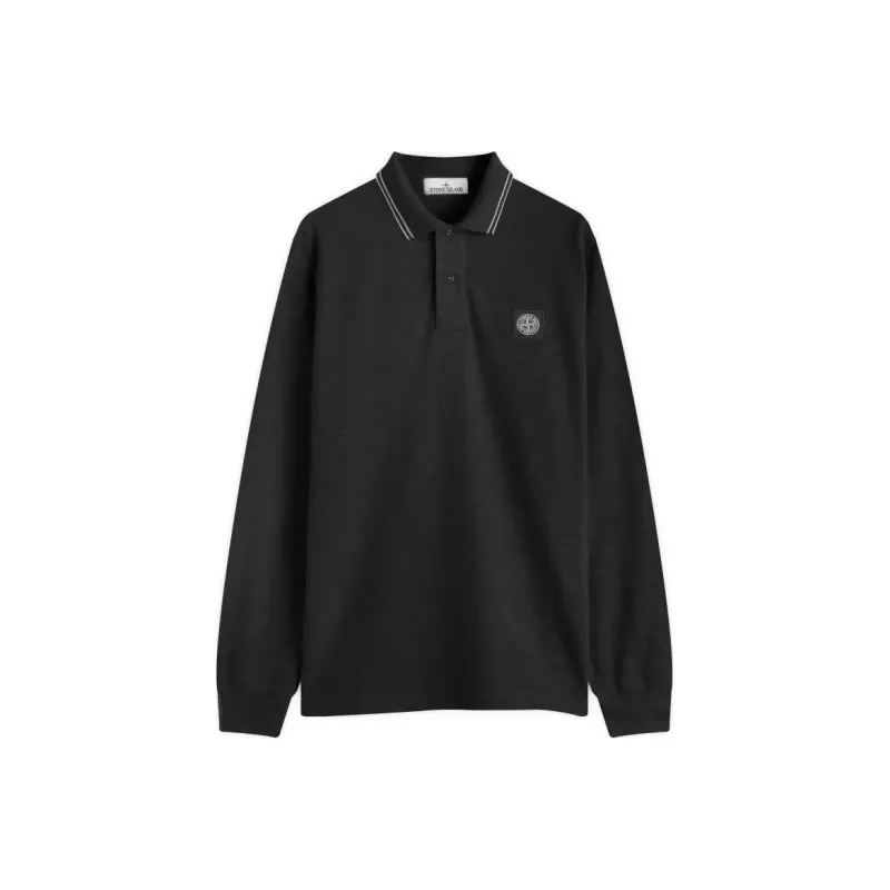 STONE ISLAND Compass Patch Long Sleeved Polo Shirt-0