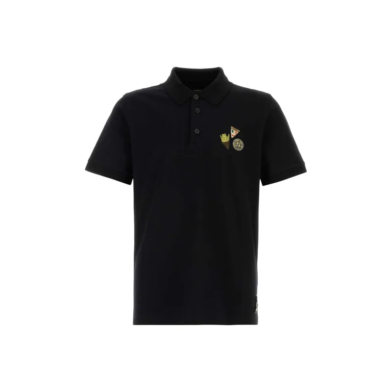 FENDI Logo Detailed Short Sleeved Polo Shirt-0