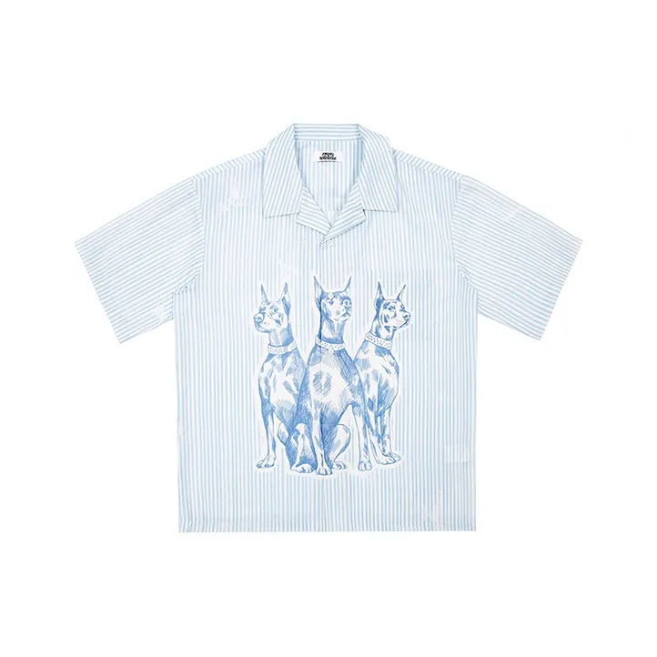 EMPTY REFERENCE Shirts Unisex Blue White Stripes-0