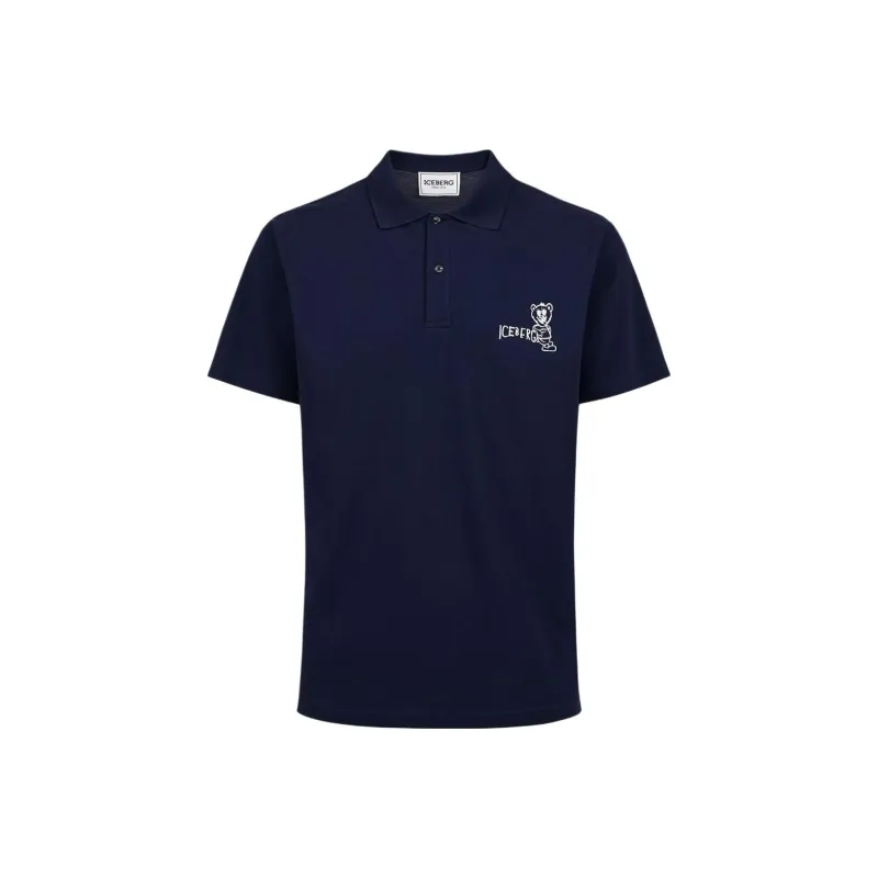 Iceberg Logo Printed Short Sleeved Polo Shirt-0