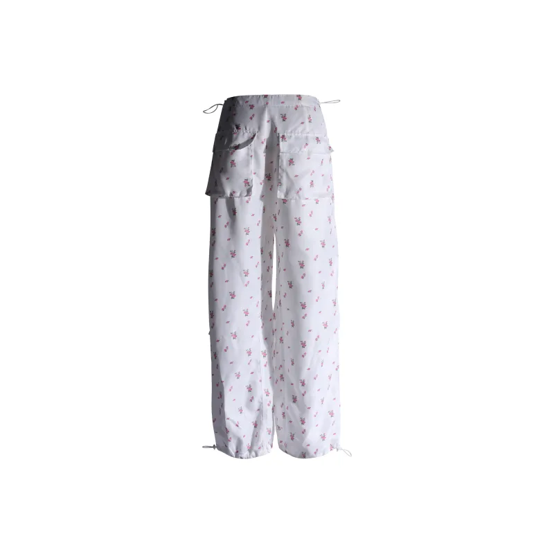 Wen Shan Casual Pants Women's White Small Floral Pattern-1