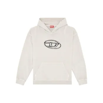 DIESEL S Boxt Hood Q7 Multi Layered Logo Printed Hoodie