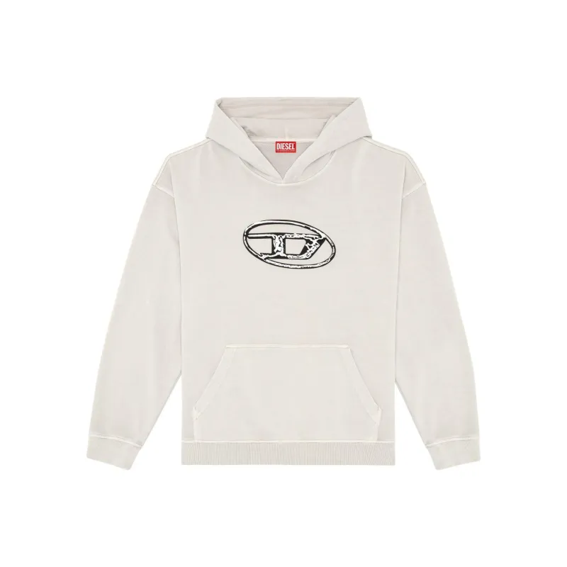 DIESEL S Boxt Hood Q7 Multi Layered Logo Printed Hoodie-0