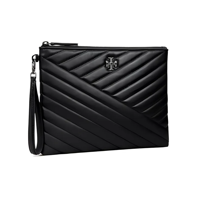 TORY BURCH Kira Leather Clutch Women's Black-1