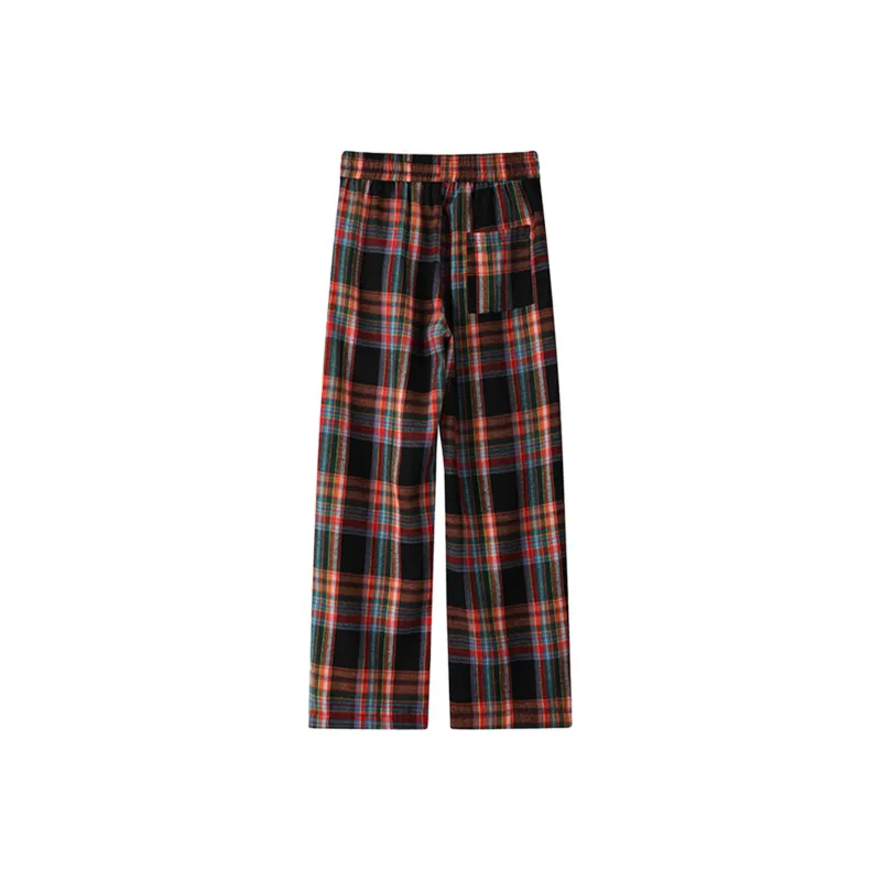 KSEK Casual Pants Unisex Red Plaid-1