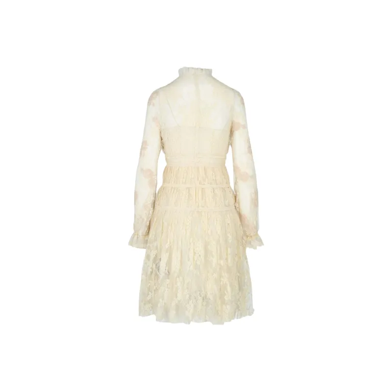 Bottega Veneta Long Sleeved Dress Women's Cream-1