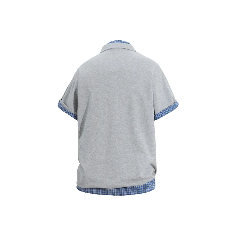 OGEK Polo Shirt Unisex Black POLO Comes With Blue Plaid Shirt-3