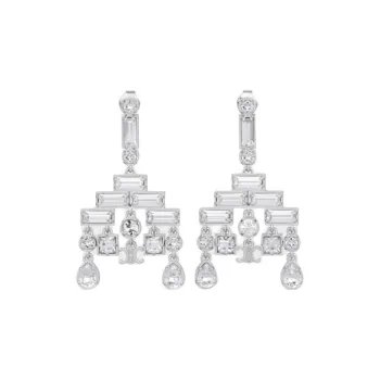 CELINE Brass, Rhinestone Earrings Women's Silver
