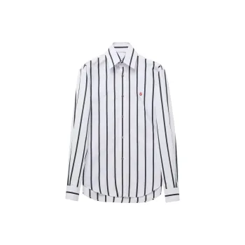 Alexander McQueen Skull Embroidered Striped Shirt