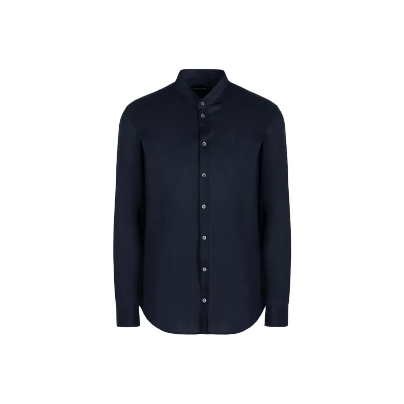 ARMANI JEANS Mercerised Egyptian Cotton Ultra fine Jersey Guru Collar Shirt-0