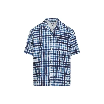 Bottega Veneta Short Sleeved Check Patterned Shirt