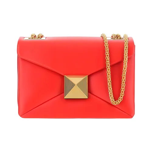 Valentino One Stud Lambskin Chain Bag, Crossbody Bag, Shoulder Bag Women's Red