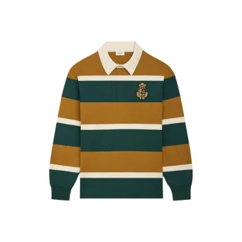 CELINE Blason Rugby Polo Shirt In Striped Cotton