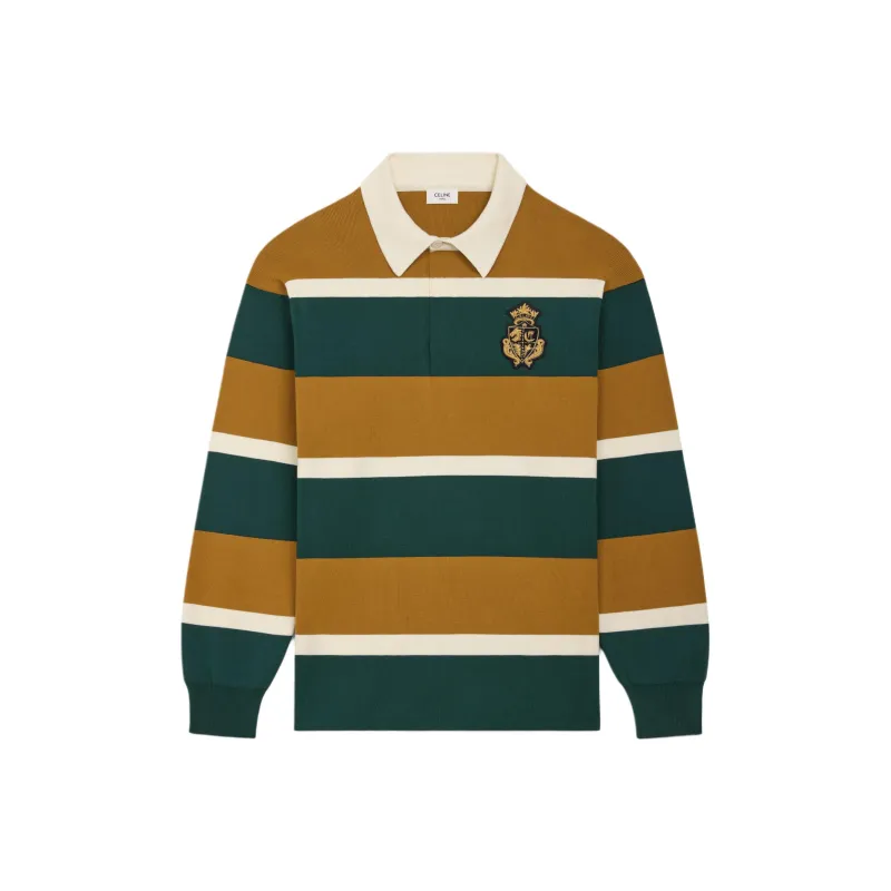 CELINE Blason Rugby Long Sleeve Polo Shirt-0