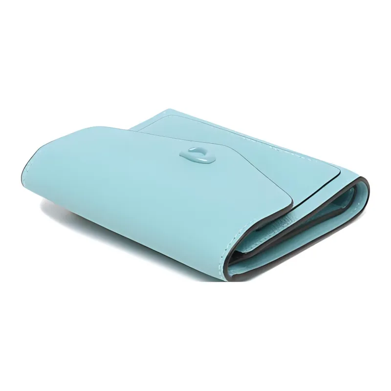 COACH Wyn Grained Calfskin Card Holder Wallet Small Size Women's Cyan-1
