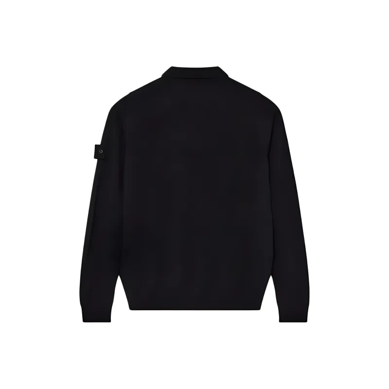STONE ISLAND Compass-Badge Long-Sleeved Knitted Polo Top-1