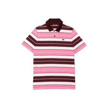 LACOSTE Polo Shirt Men's White X Pink