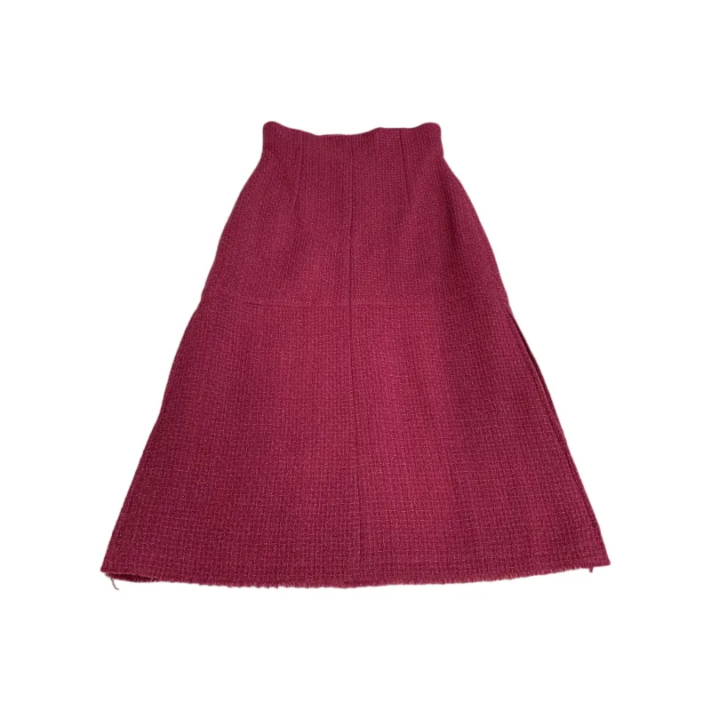 CHANEL 16K Fall Winter Premium Ready to Wear Collection Casual Long Skirt Women's Rose Red-1