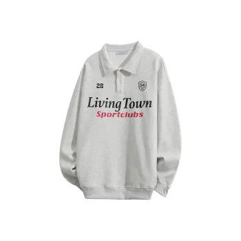 LIVINGTOWN Polo Shirt Unisex White Gray