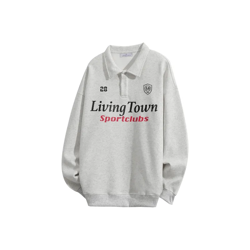 LIVINGTOWN Polo Shirt Unisex White Gray-0