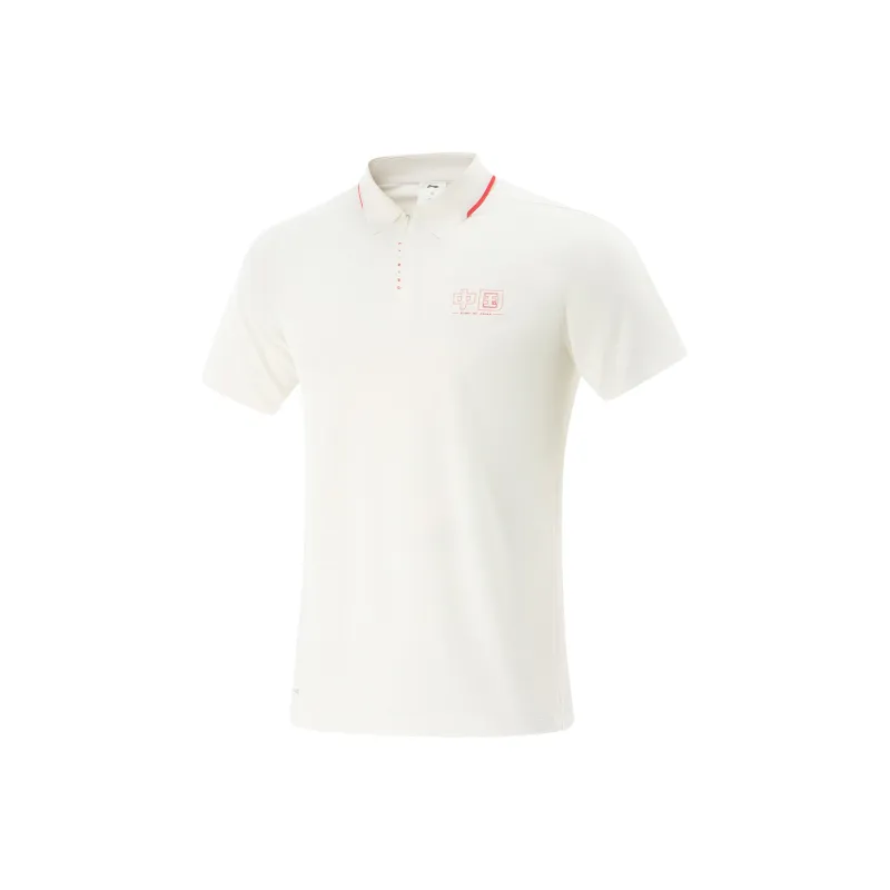 LiNing Fitness Series Polo Shirt Men's Champagne White-0