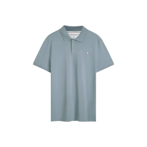 CALVIN KLEIN Polo Shirt Men's Gray Green