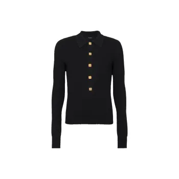 BALMAIN Monogram buttons Merino Wool Jumper