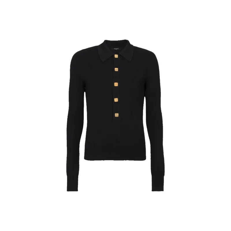 BALMAIN Monogram buttons Merino Wool Jumper-0