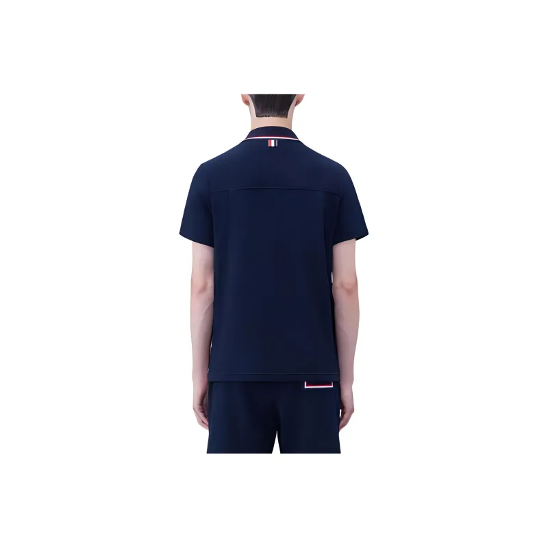 THOM BROWNE Textured Short Sleeved Polo Shirt-2