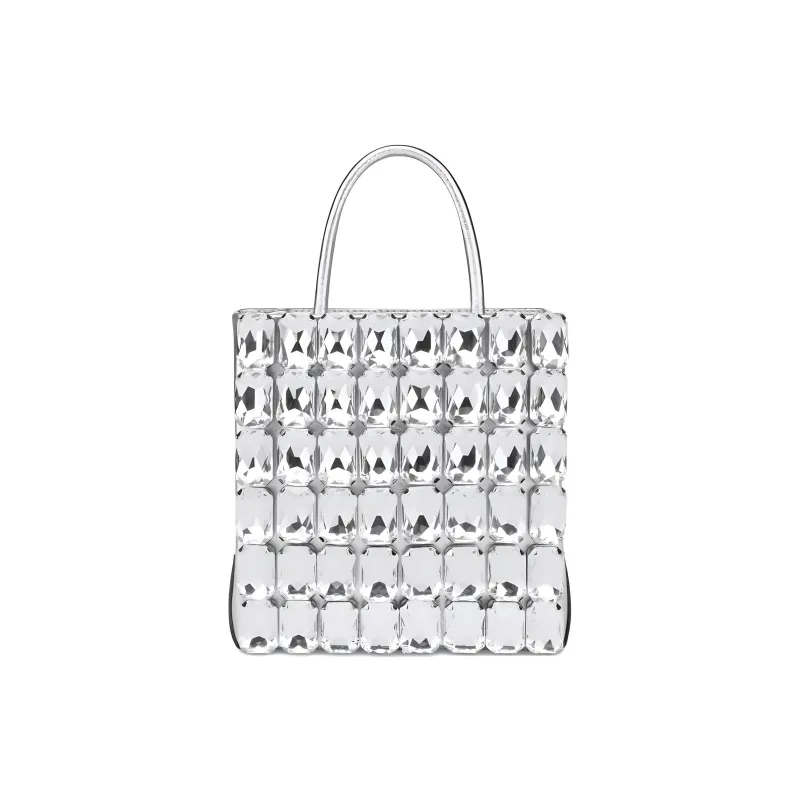MOSCHINO Sheepskin Tote Bag Shopping Bag Handbag Shoulder Bag Crossbody Bag Small Size Women's Silver-0