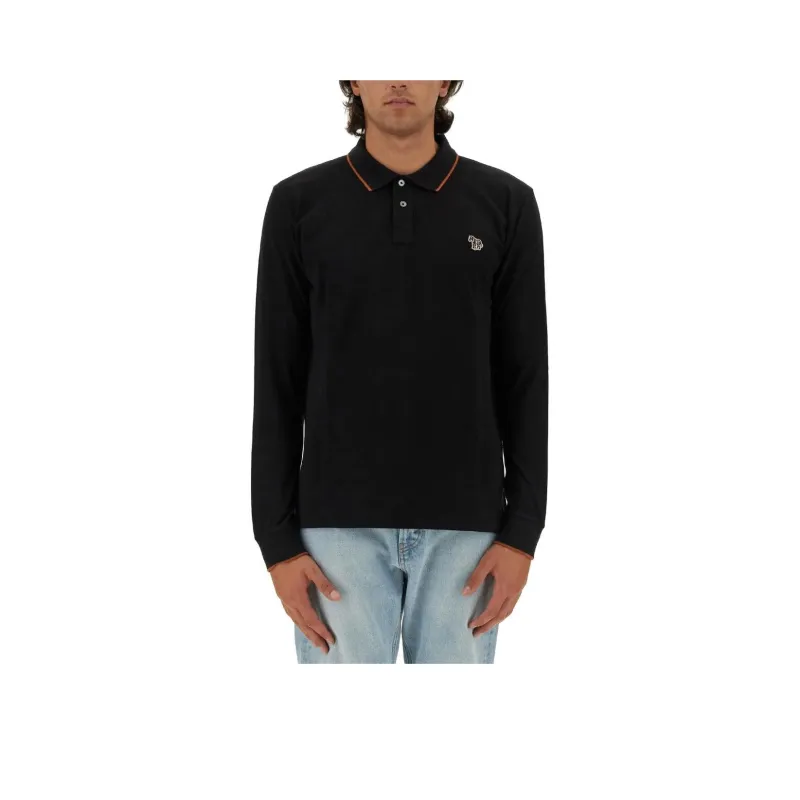 PS By Paul Smith Zebra Logo Long Sleeve Polo Shirt-0