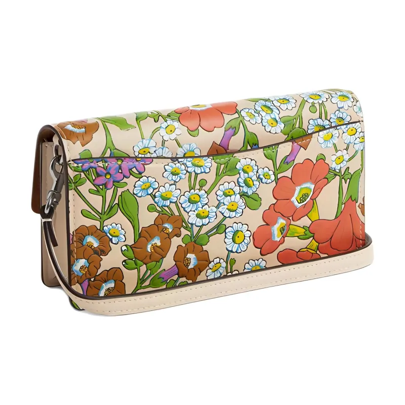 COACH Eliza Refined Calfskin Shoulder Bag, Crossbody Bag Trumpets Women's Silver With Ivory Multicolor-1