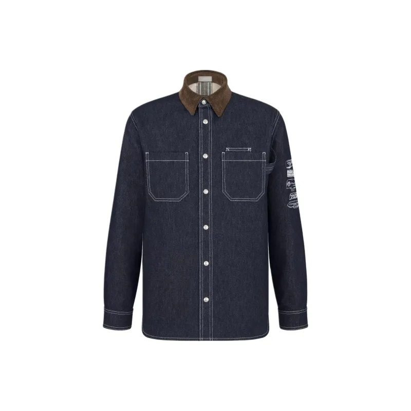 DIOR Collared Button Up Denim Shirt-0