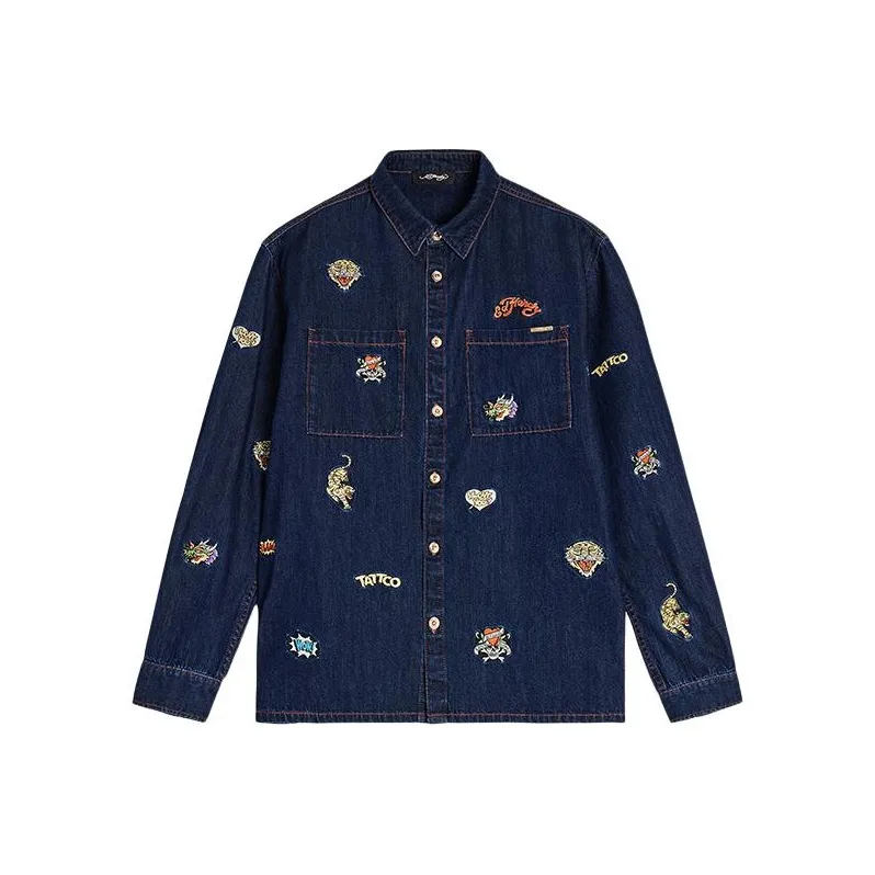 Ed Hardy SS24 Shirt Men's Indigo-0