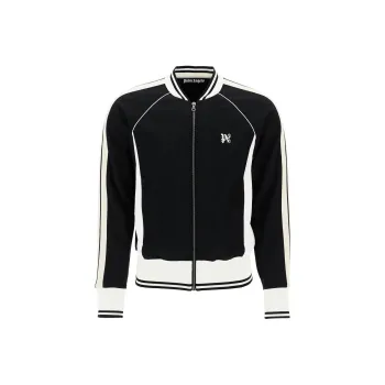 PALM ANGELS Pa Monogram Embroidered Zip Up Sweatshirt